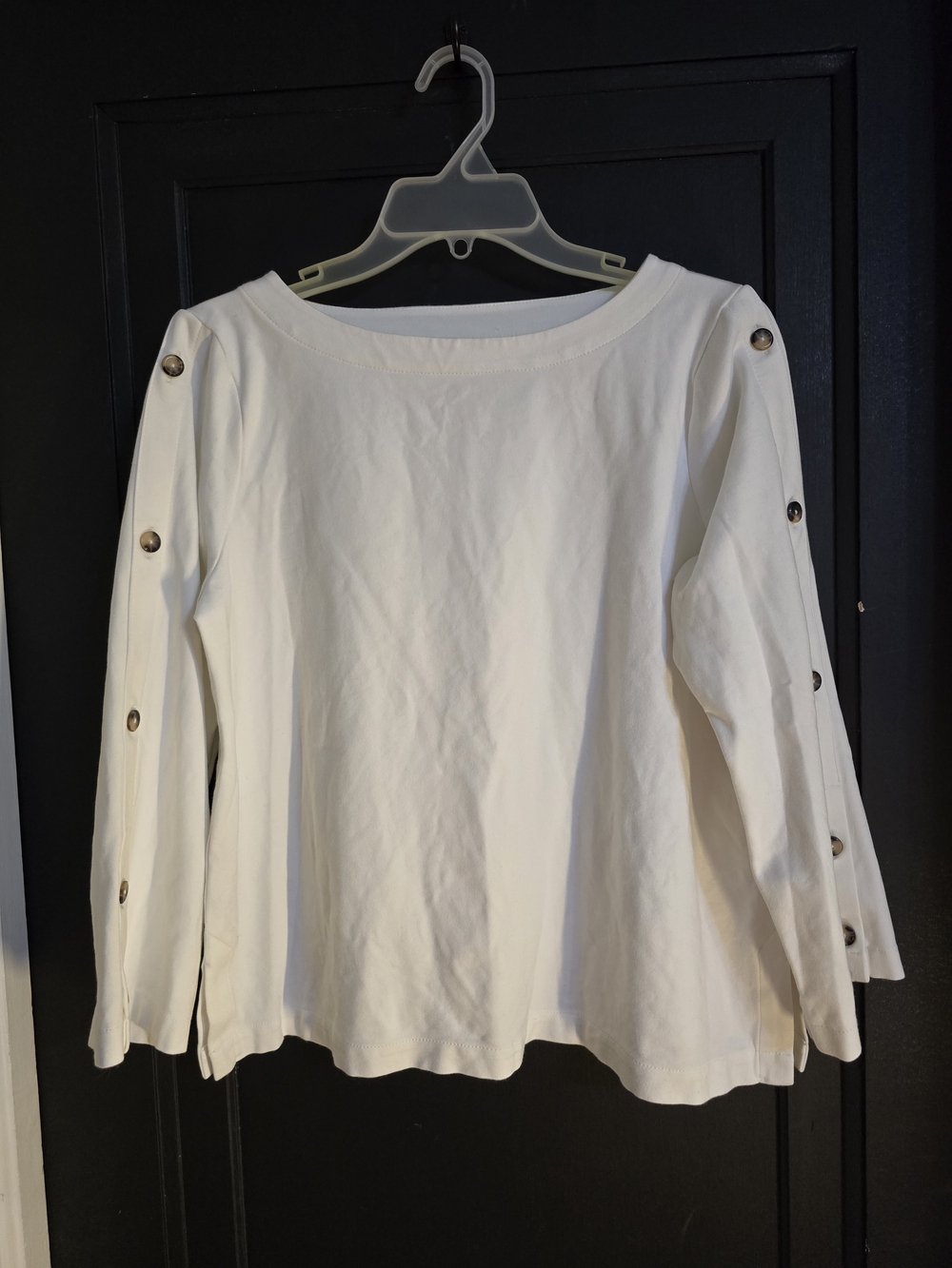 J. Jill Women’s White Button‑Detail Long Sleeve Top – Size M
